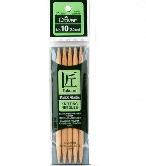 Clover 5 Size 10 Bamboo Double Point Knitting Needle Set 5ct