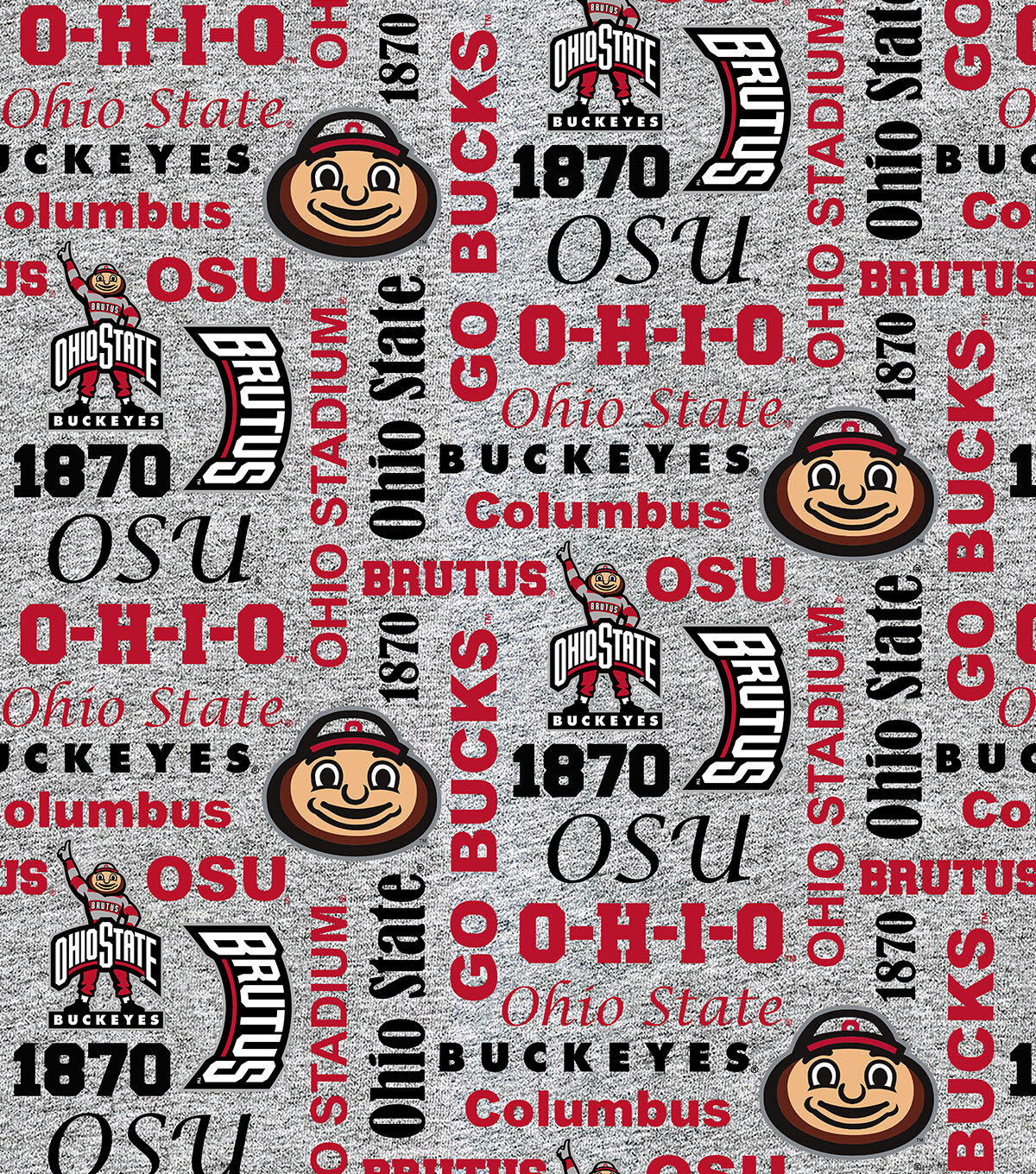 Ohio State Buckeyes Fleece Fabric Verbiage on Heather