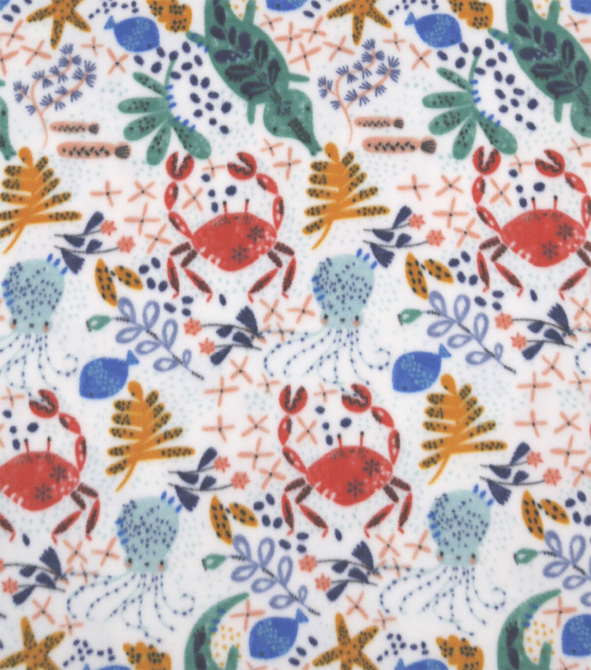 Watercolor Ocean Animals Anti Pill Fleece Fabric