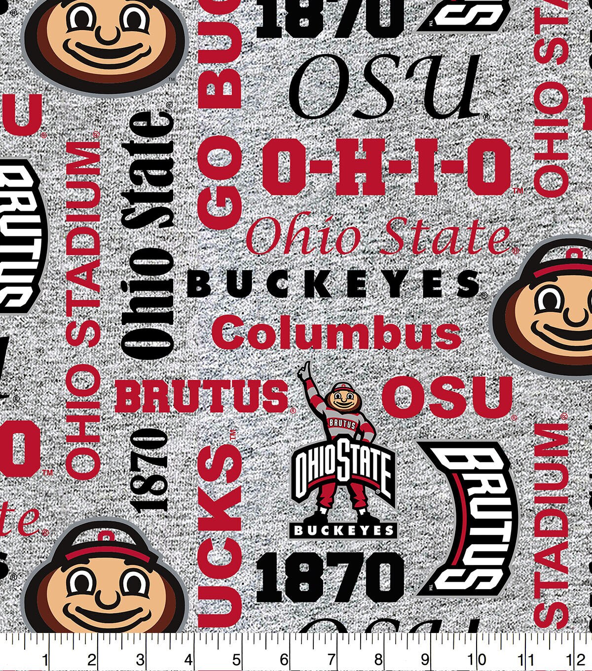 Ohio State Buckeyes Fleece Fabric Verbiage on Heather