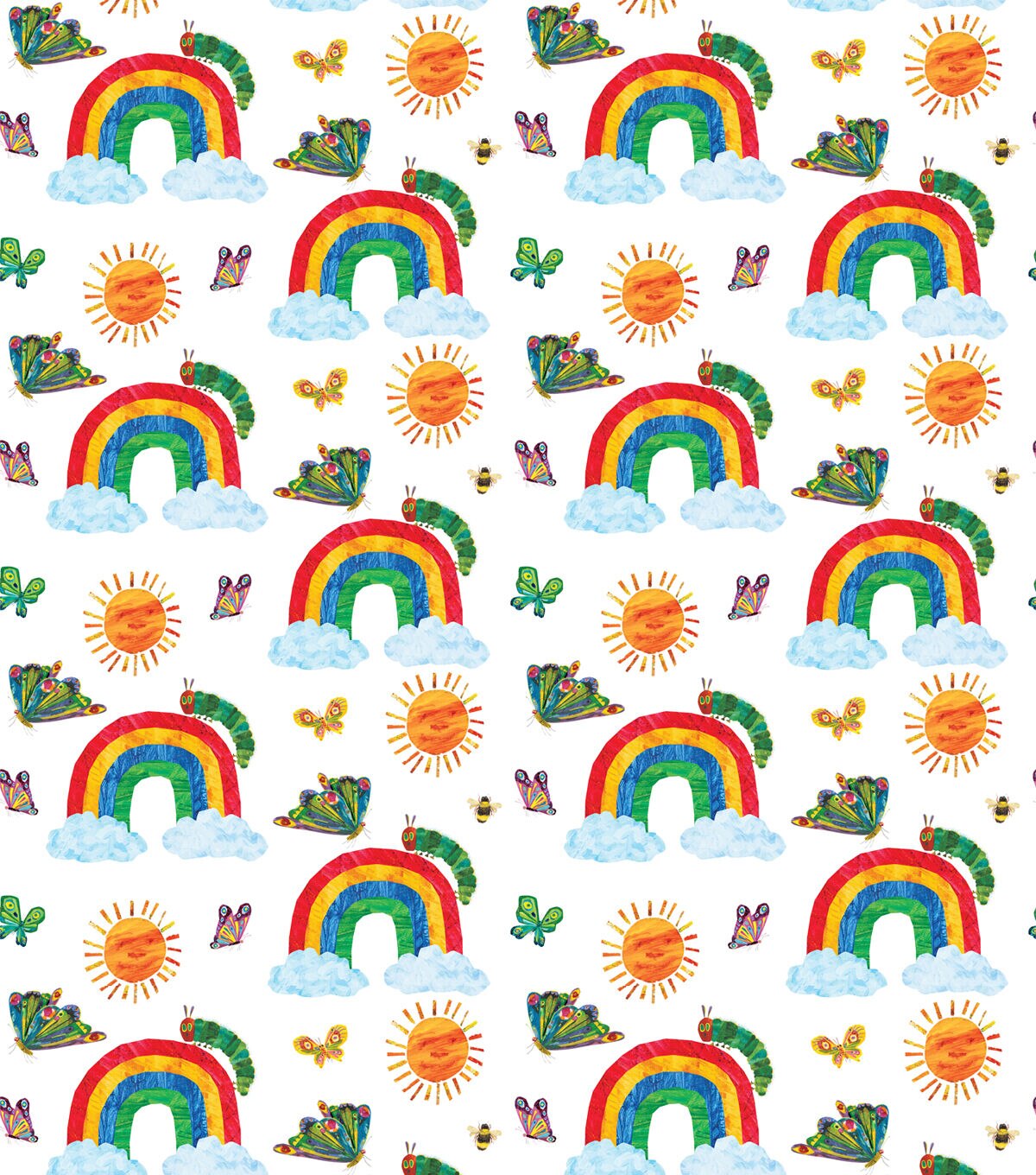 Eric Carle Caterpillar Rainbow Cotton Fabric