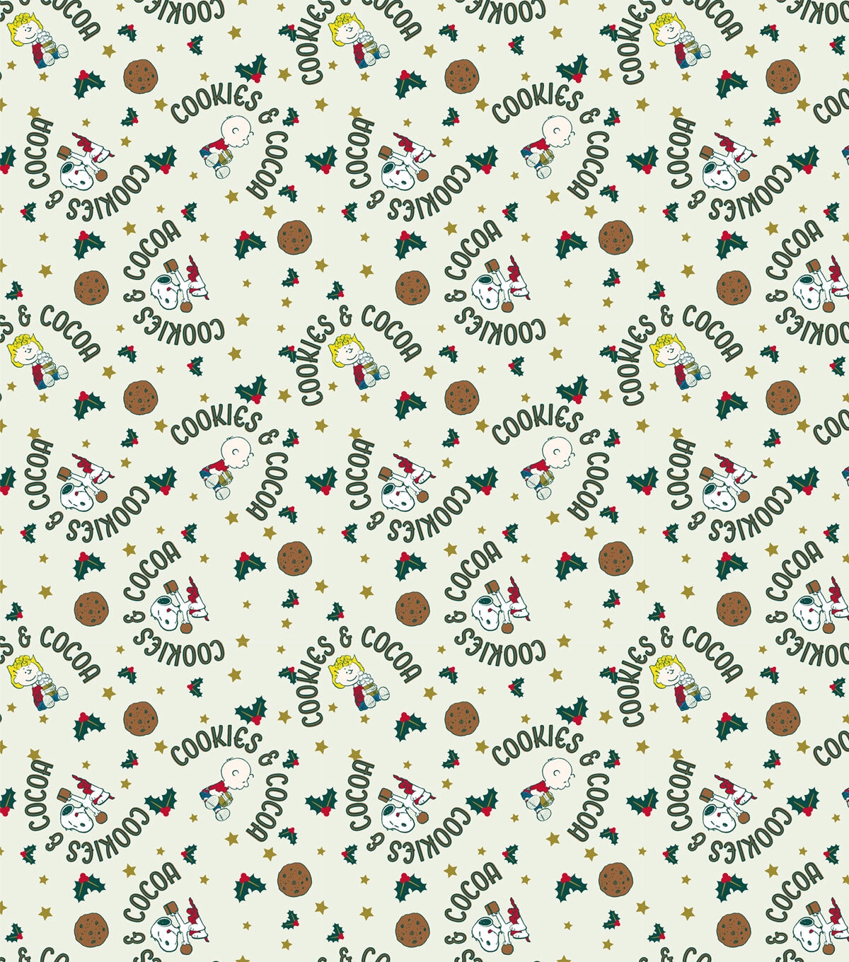 Peanuts Cookies & Cocoa Christmas Cotton Fabric