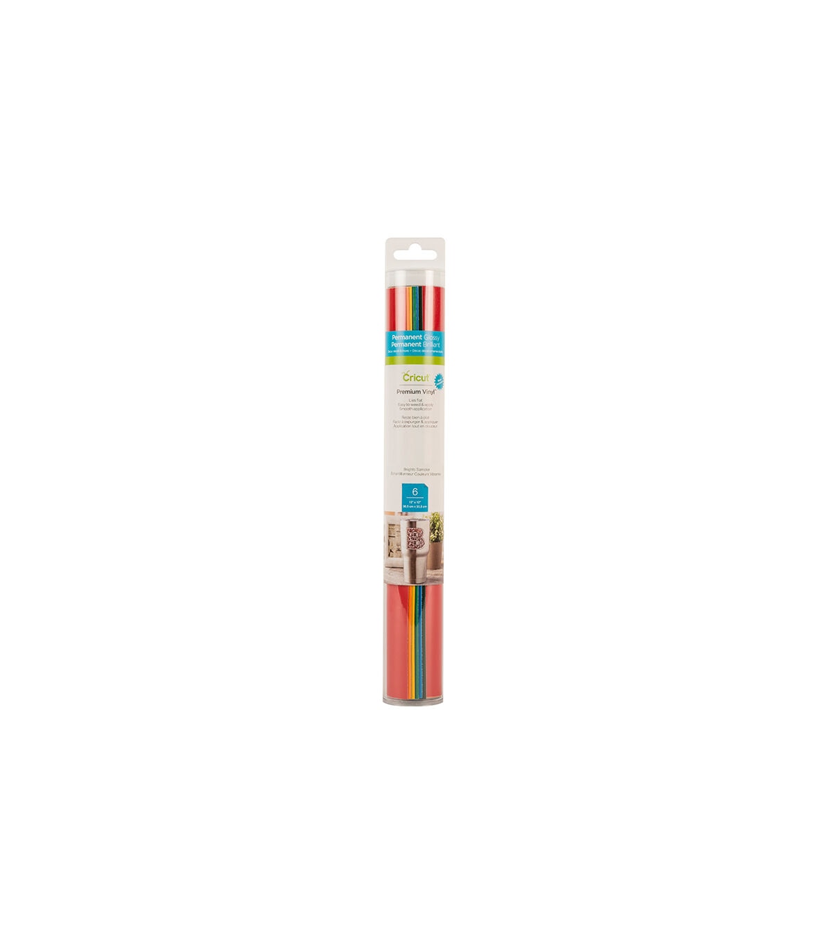 Cricut 12 x 12 Brights Permanent Glossy Premium Vinyl Samplers 6ct