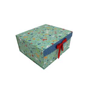 16 Dog Prints on Green Flip Top Box With Bow by Place & Time
