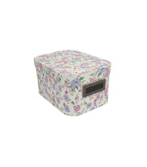 11 Floral on White Oval Box With Cut Out Handles by Place & Time