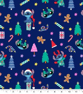 Stitch Christmas Icons Christmas Cotton Fabric
