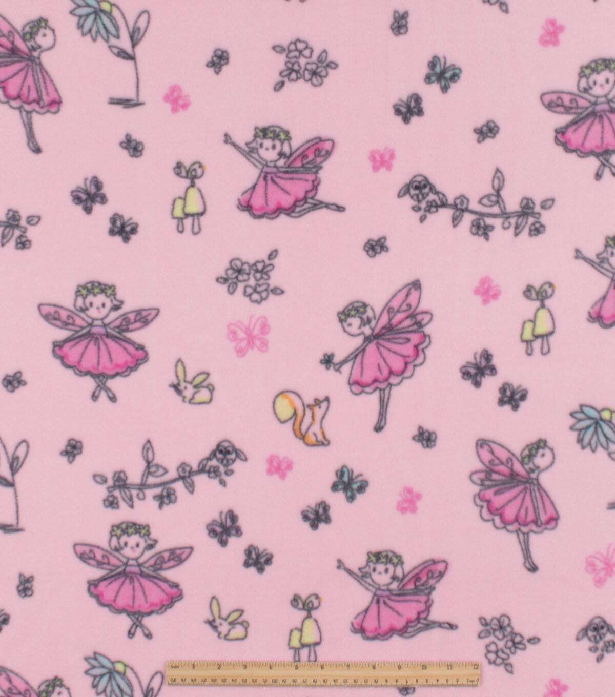 Fairy Princess on Pink Anti Pill Plush Fleece Fabric
