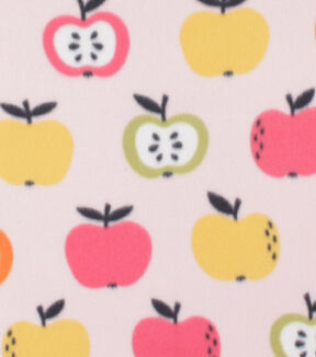 Multicolor Apples On Pink Blizzard Fleece Fabric