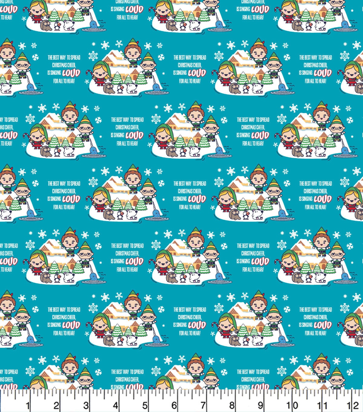 Elf Chibi Carolers Christmas Cotton Fabric