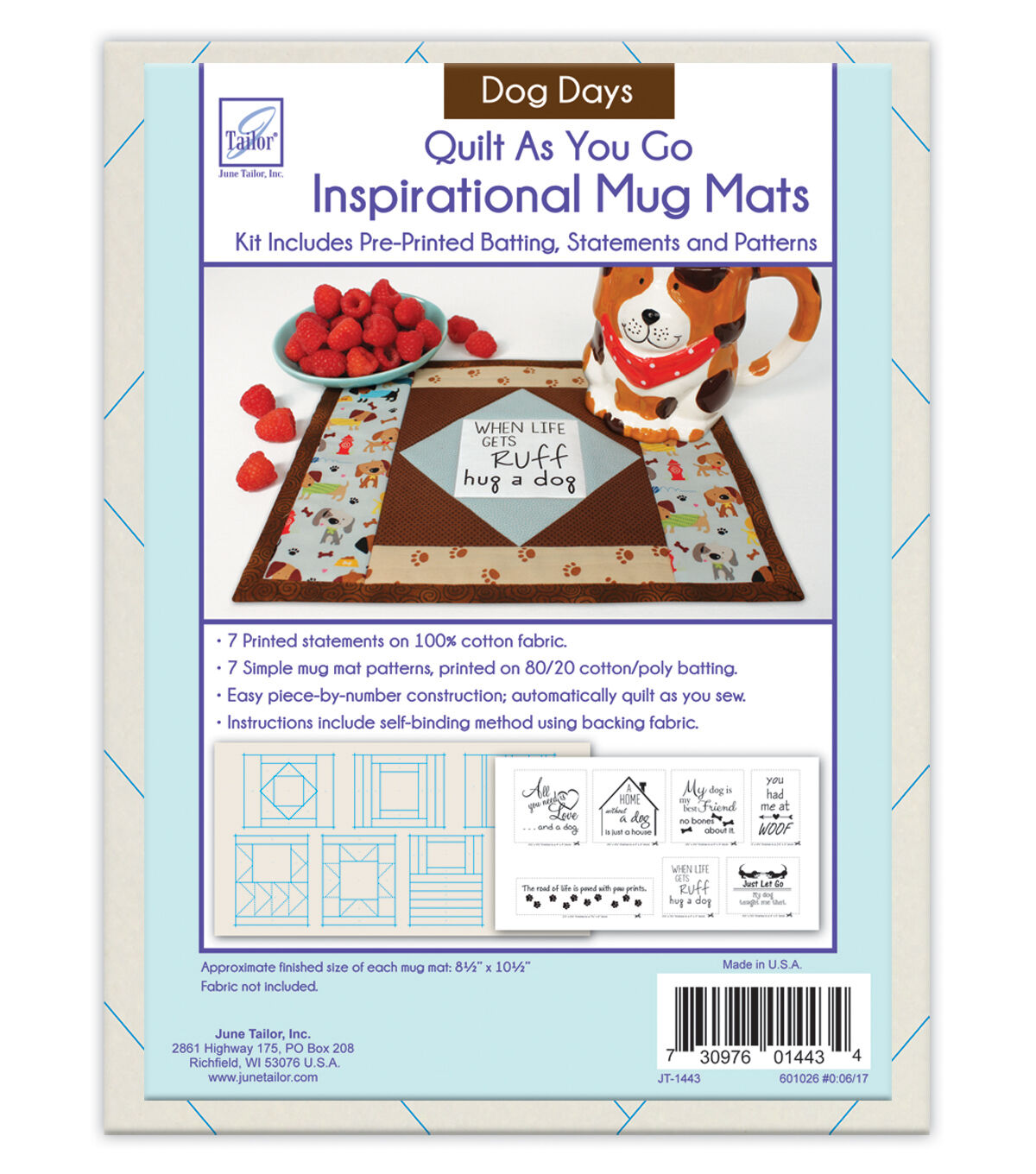 June Tailor Inspirational Mug Mats Dog Days Series