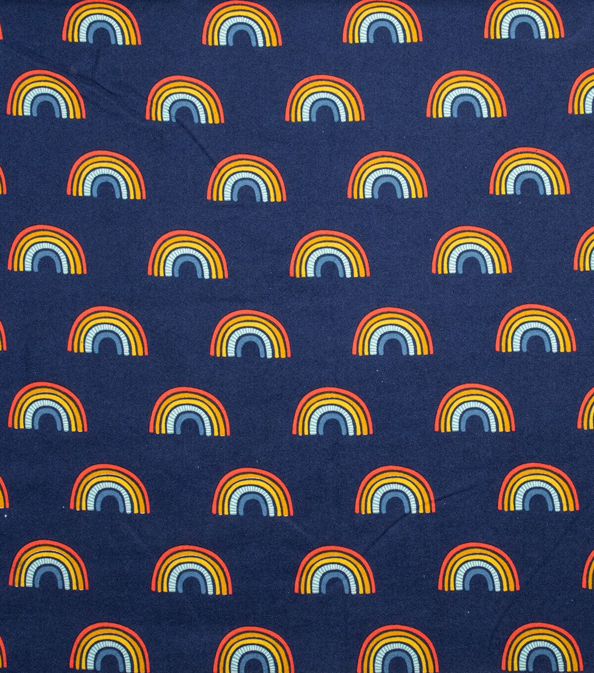 POP! Super Snuggle Rainbow On Blue Flannel Fabric
