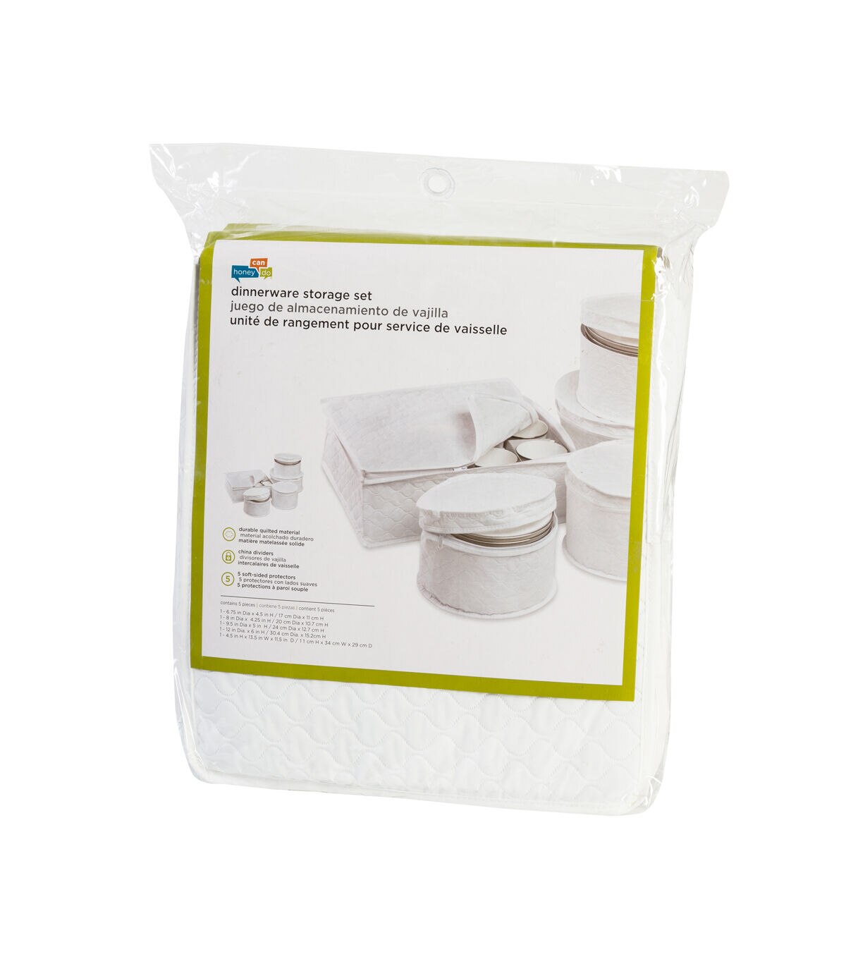 Honey Can Do 14.5 x 15.5 White Dinnerware Storage Cases 5pc
