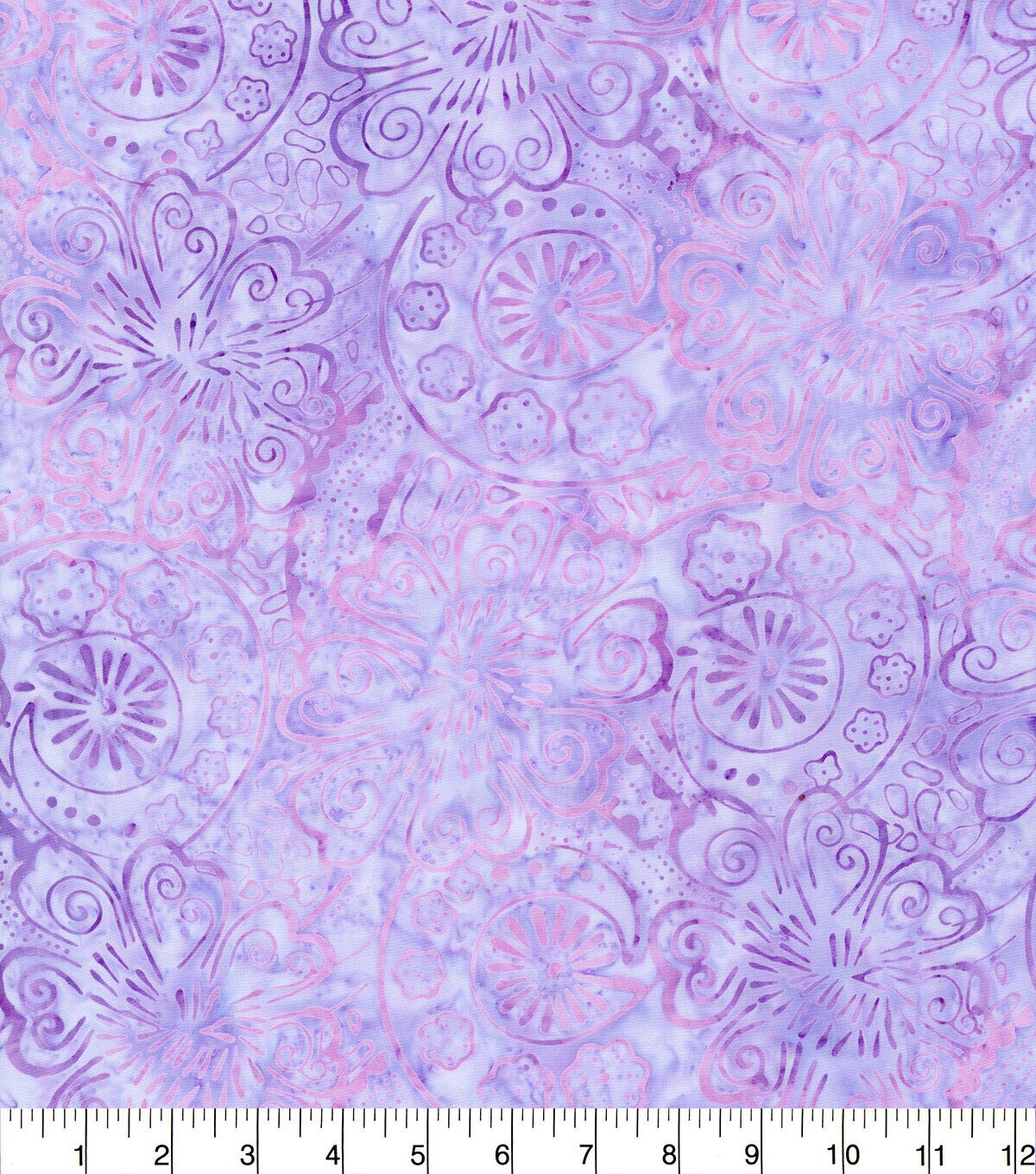 Hi Fashion Lilac And Pink Swirls On Light Purple Batik Cotton Fabric