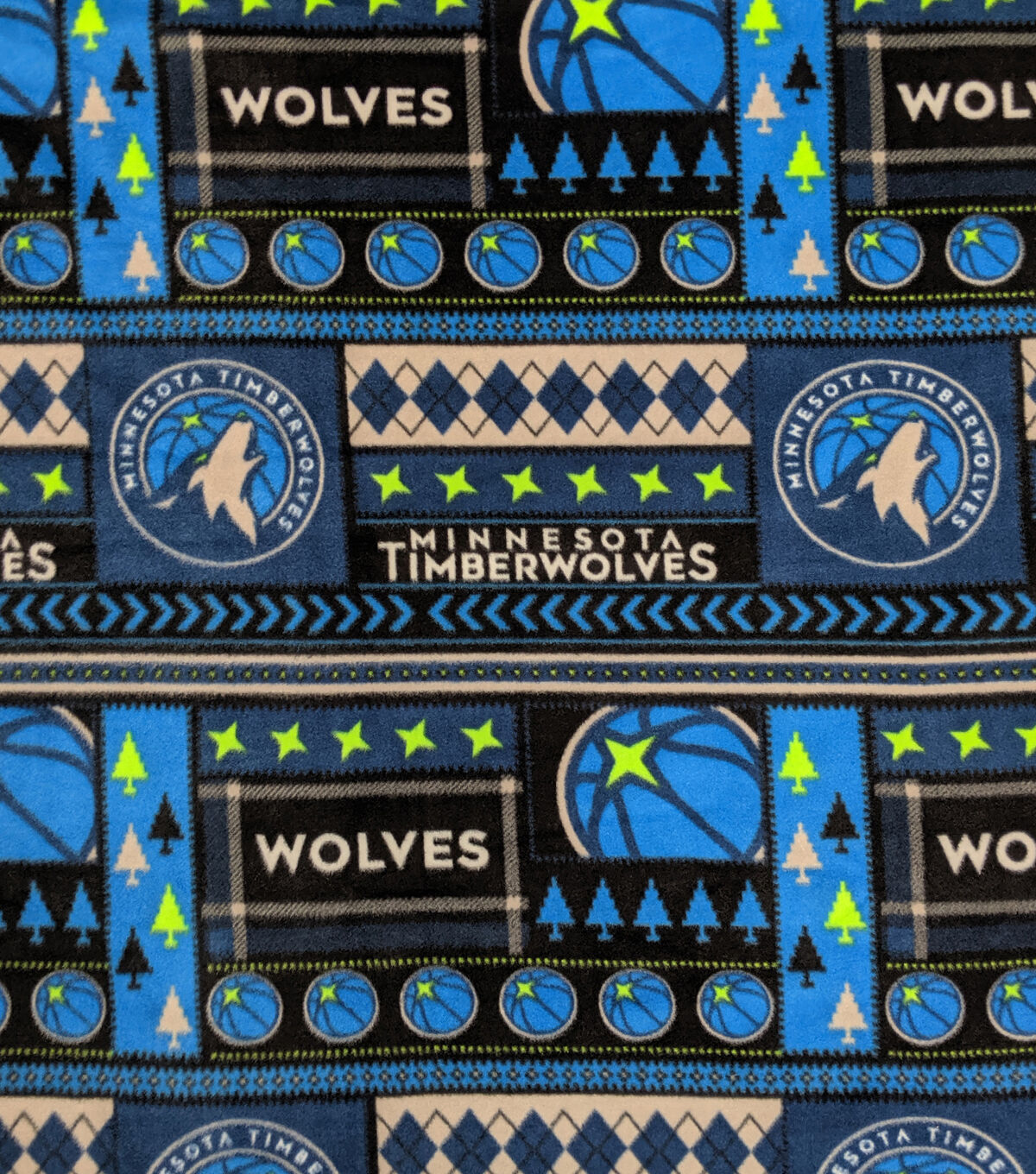 Minnesota Timberwolves Fleece Fabric Fair Isle