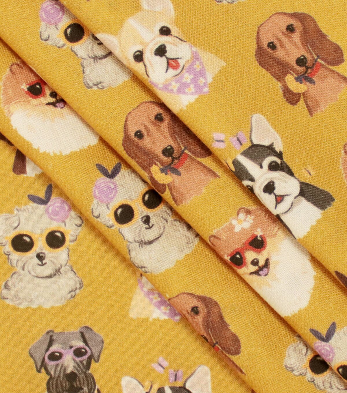 Dogs In Sunglasses Tan Novelty Cotton Fabric