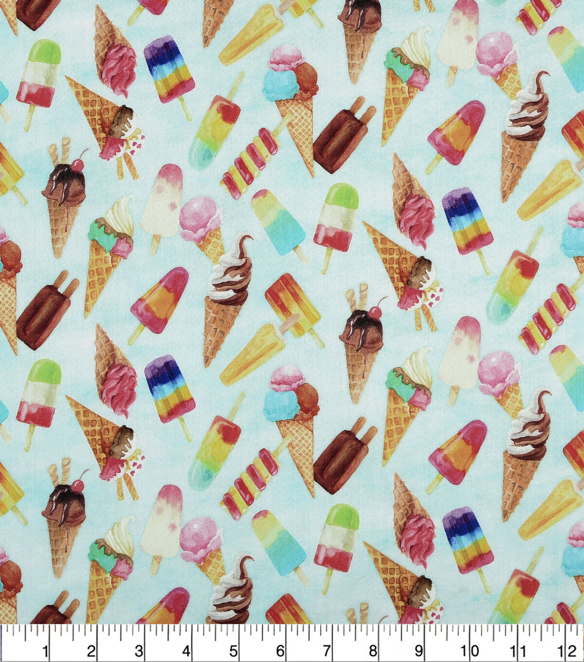 Ice Cream Popsicles Novelty Cotton Fabric