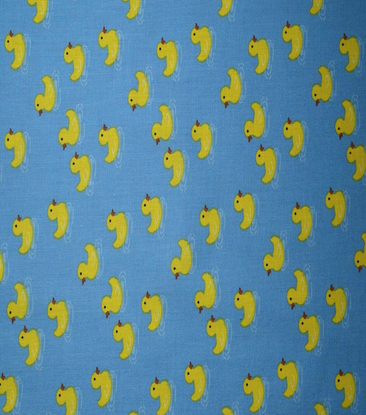 Rubber Ducks on Blue Cotton Fabric by Quilter's Showcase