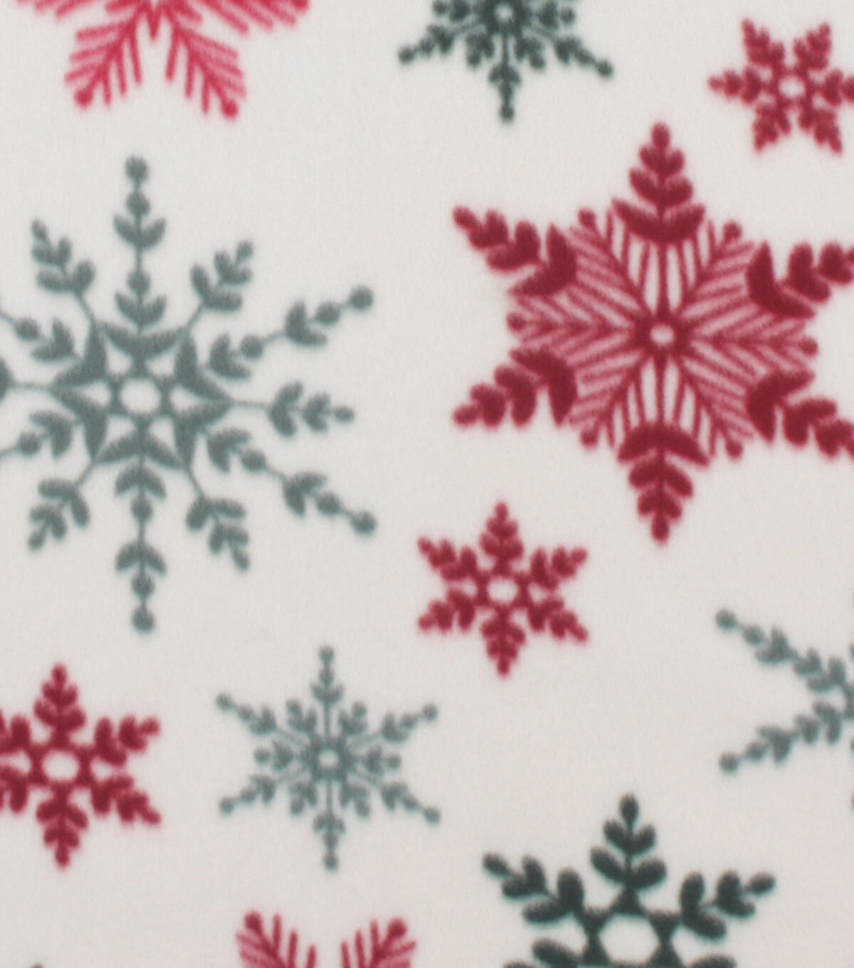 White & Red Snowflakes Blizzard Fleece Fabric