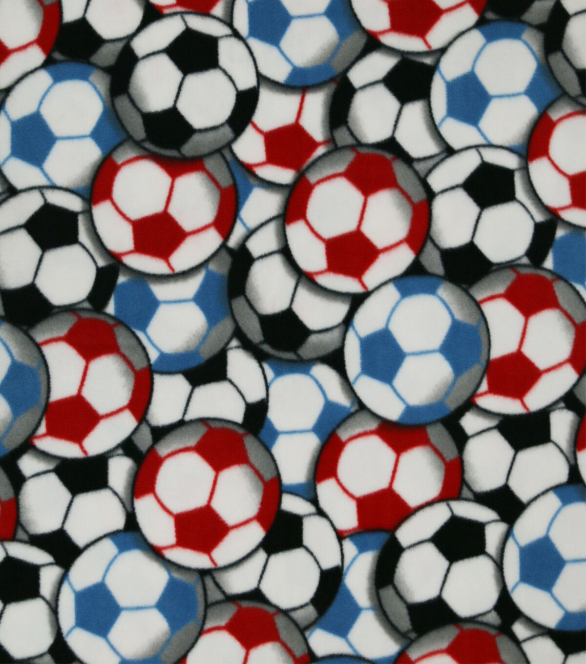 Red & Blue Soccer Balls Anti Pill Fleece Fabric