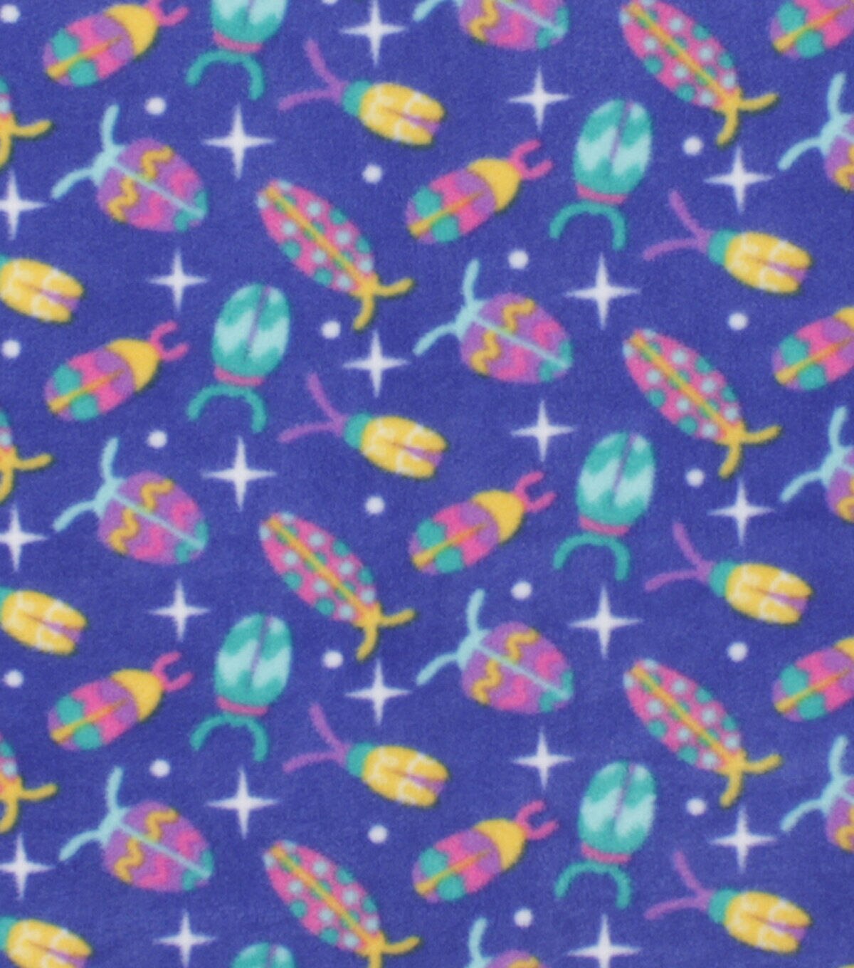 Purple Cute Bugs Anti Pill Plush Fleece Fabric