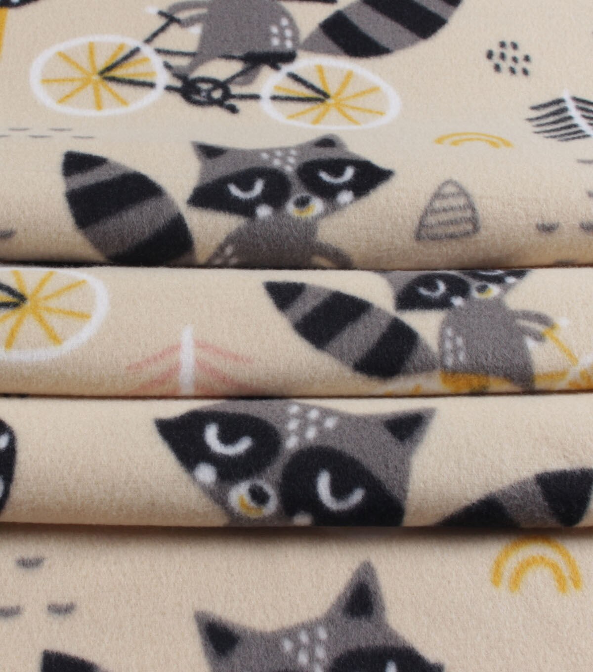 Racoons on Bikes Blizzard Fleece Fabric