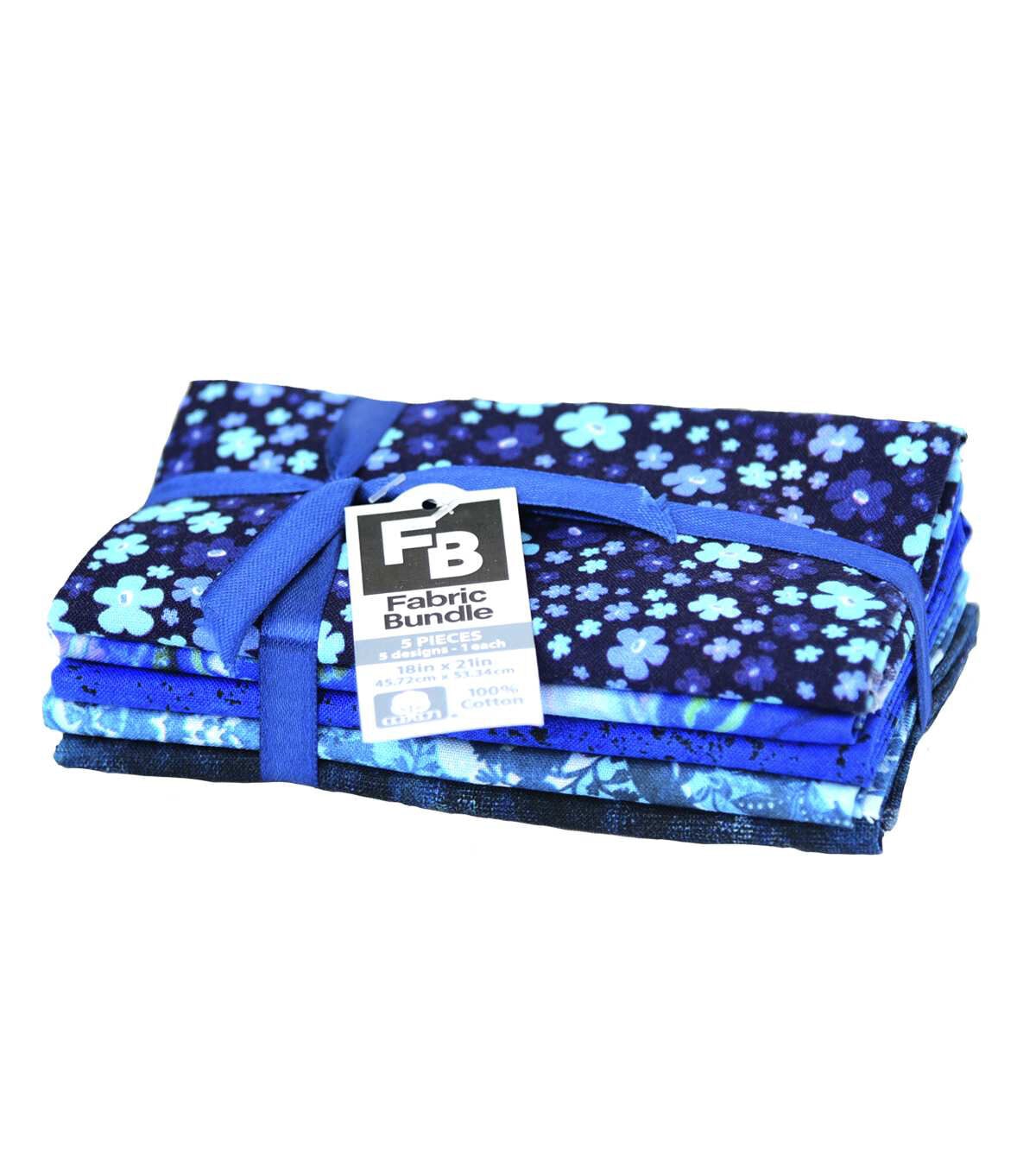 18 x 21 Blue Geometric 2 Cotton Fabric Quarters 5ct by Keepsake Calico