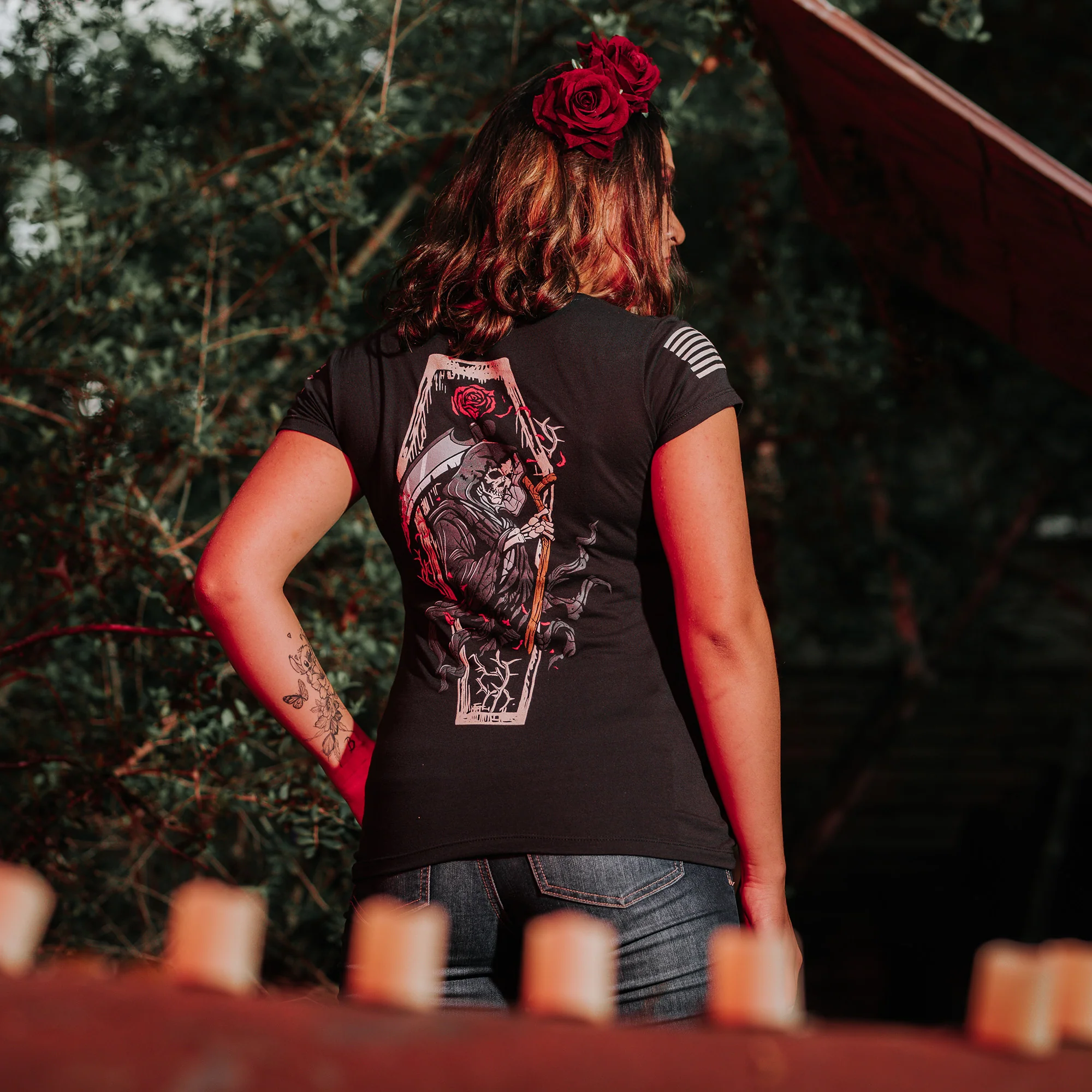 Women's Grim Reaper V-Neck - Black