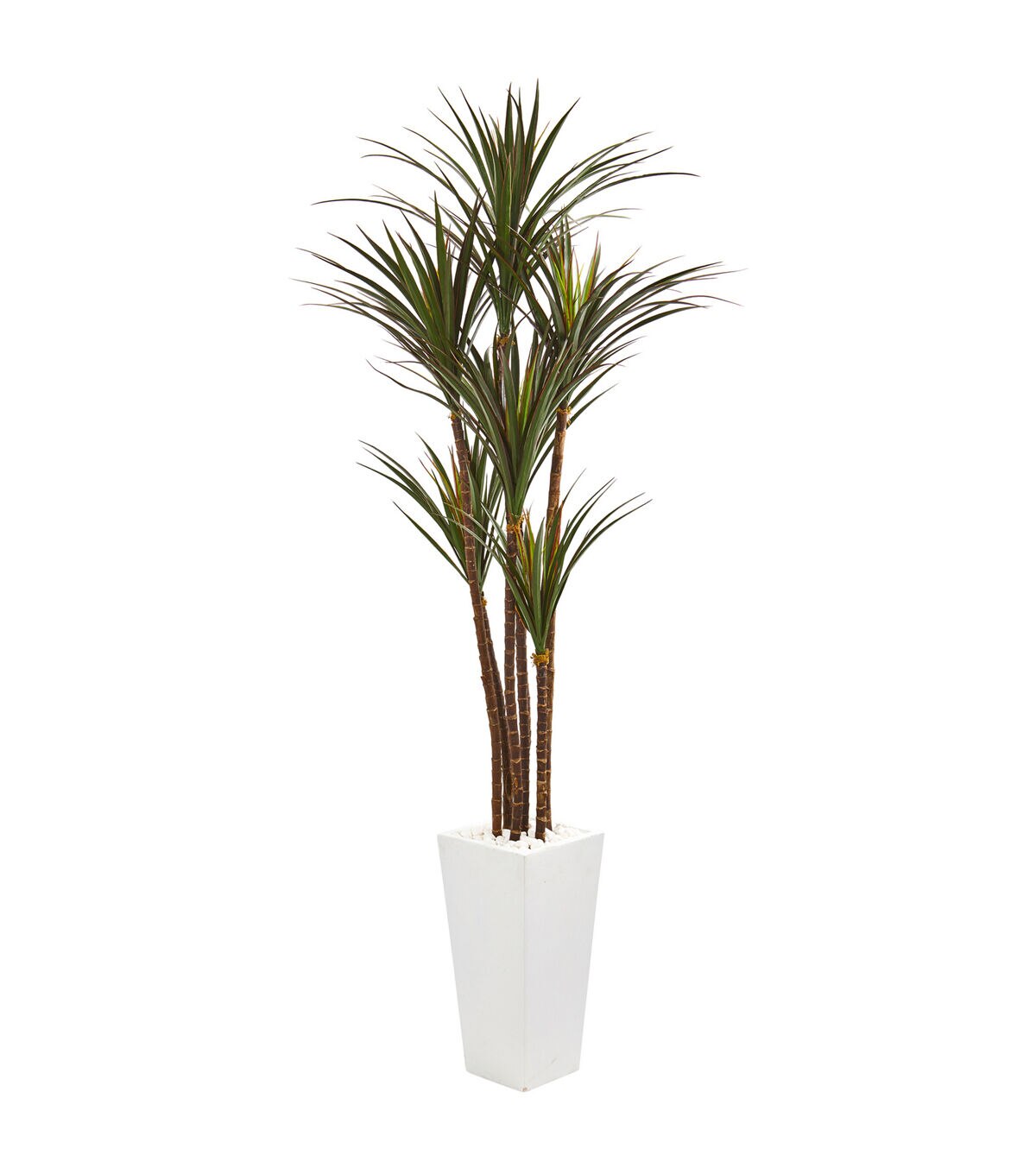 Nearly Natural 6.5' Giant Yucca UV Resistant Tree in White Planter