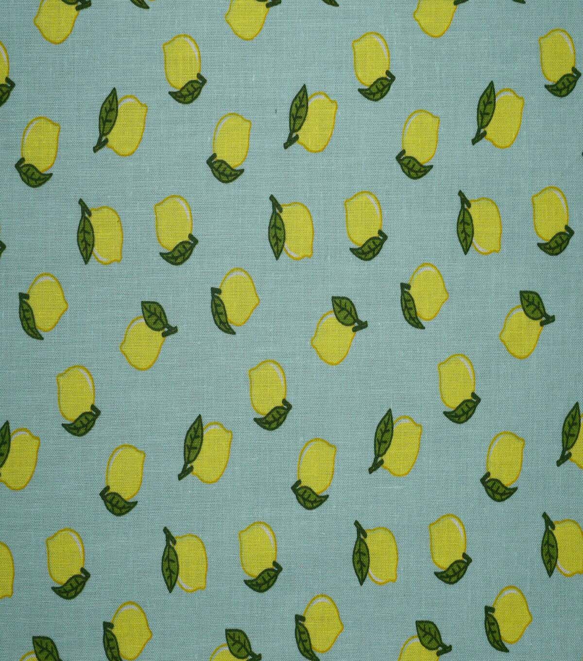 Lemons on Teal Cotton Fabric by Quilter's Showcase