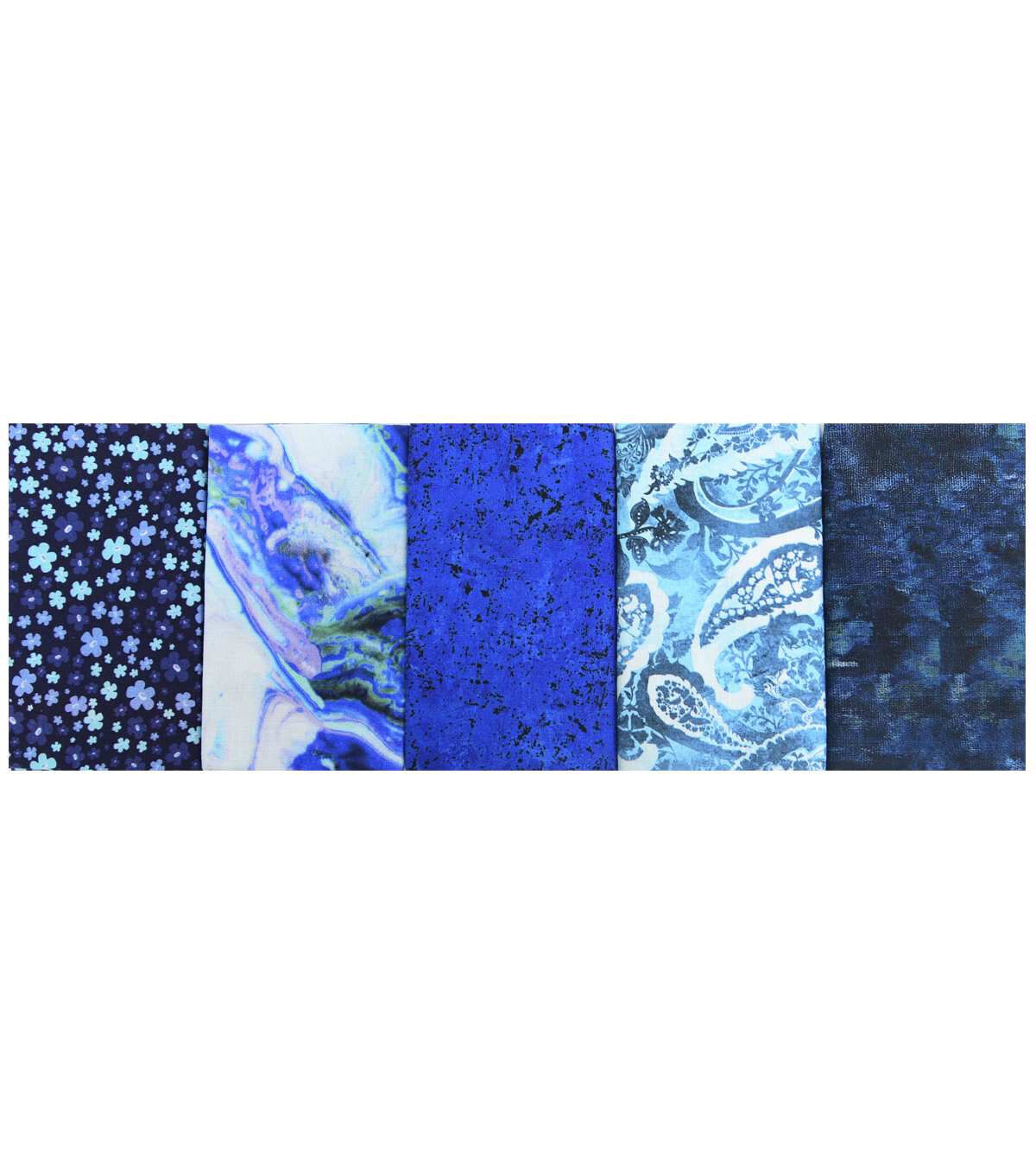 18 x 21 Blue Geometric 2 Cotton Fabric Quarters 5ct by Keepsake Calico