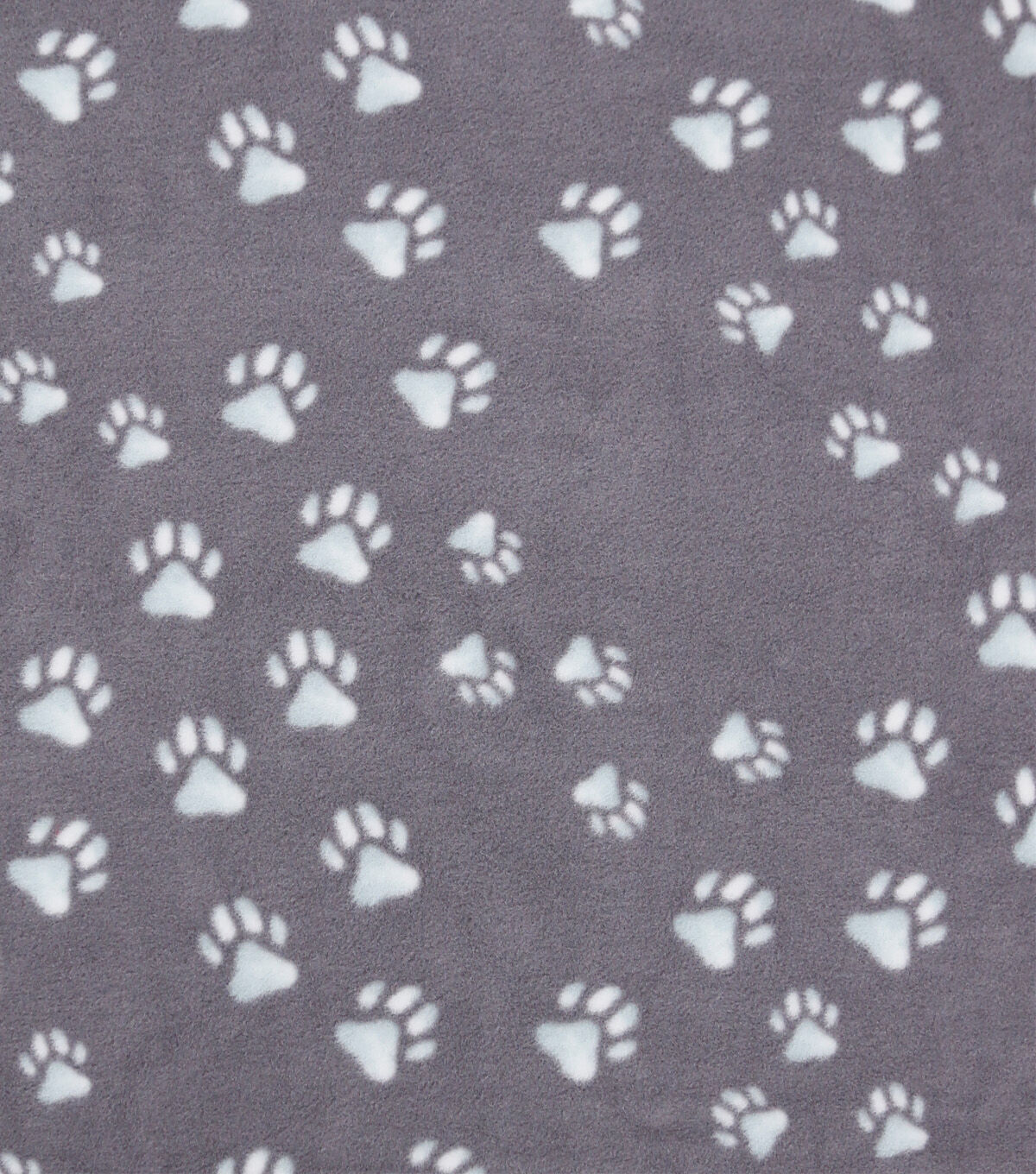 White Paws on Gray Anti Pill Fleece Fabric