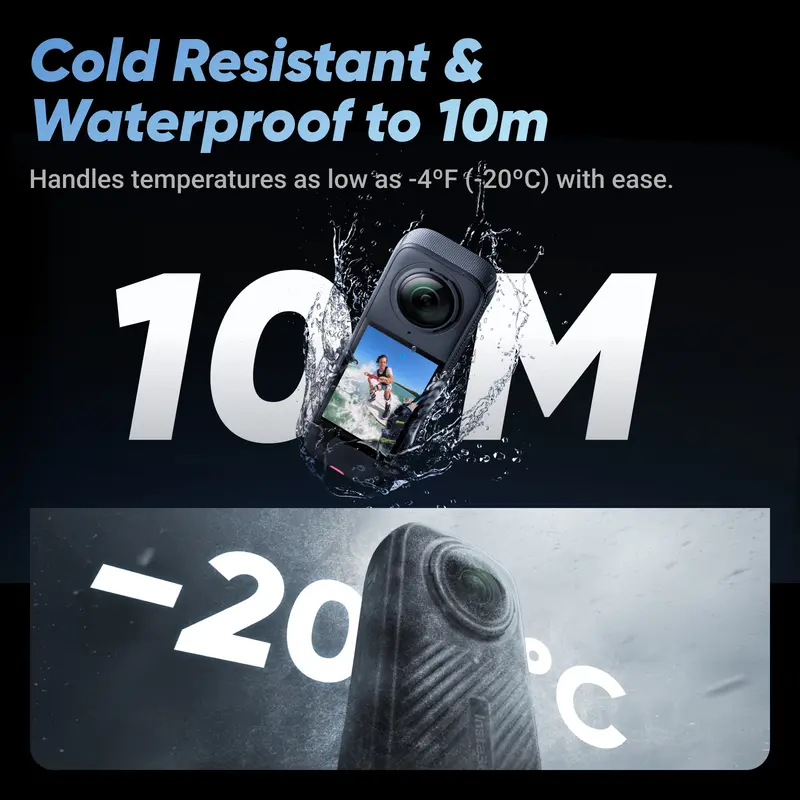 Insta360 X4 - 8K Waterproof 360 Action Camera, 4K Wide-Angle Video, Invisible Selfie Stick, Removable Lens Guards, 135 Min Battery Life, AI Editing, Stabilization, for Sports, Travel, Outdoor
