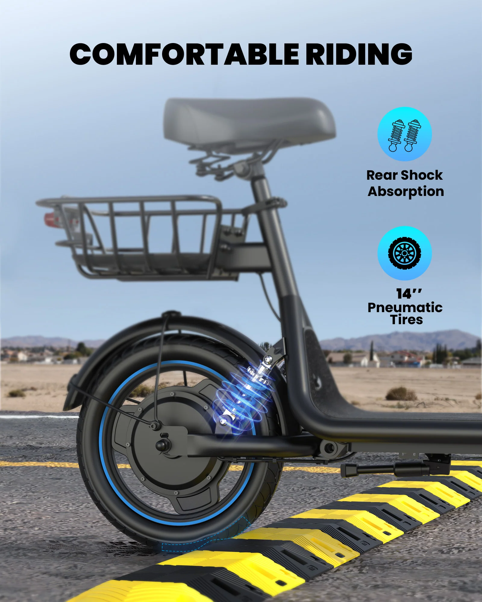 Gyroor C1Plus 1000W Electric Scooter with Dual Baskets for Pets & Cargo