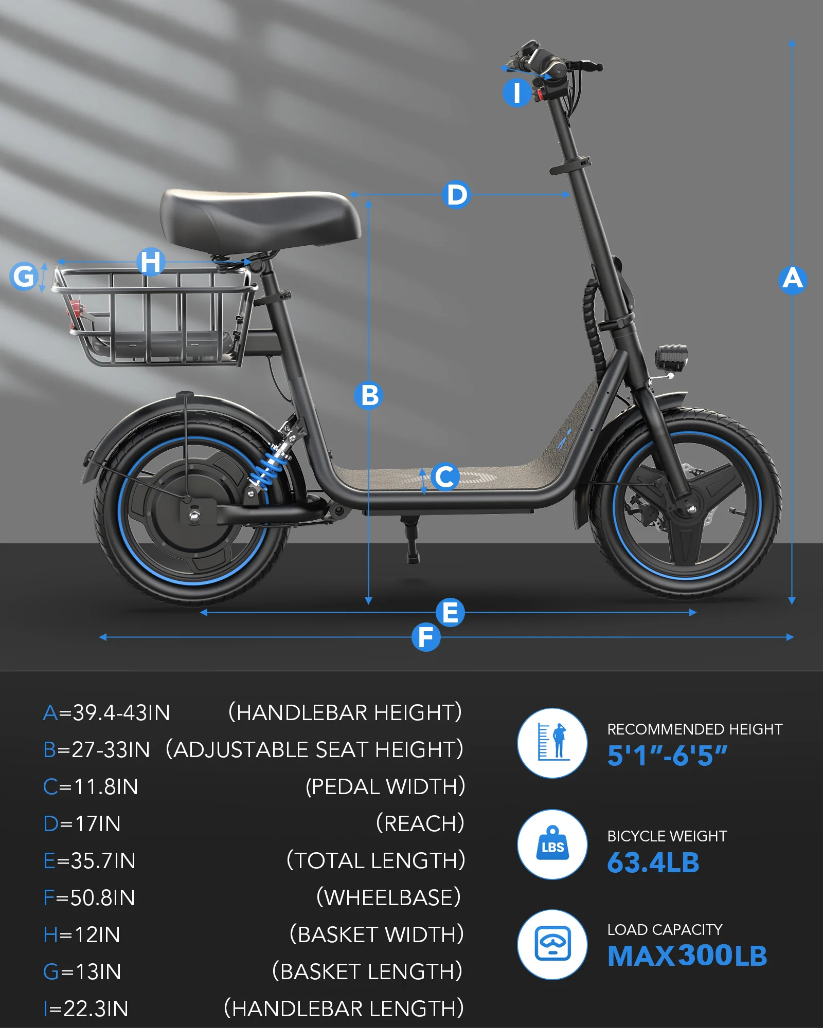 Gyroor C1Plus 1000W Electric Scooter with Dual Baskets for Pets & Cargo