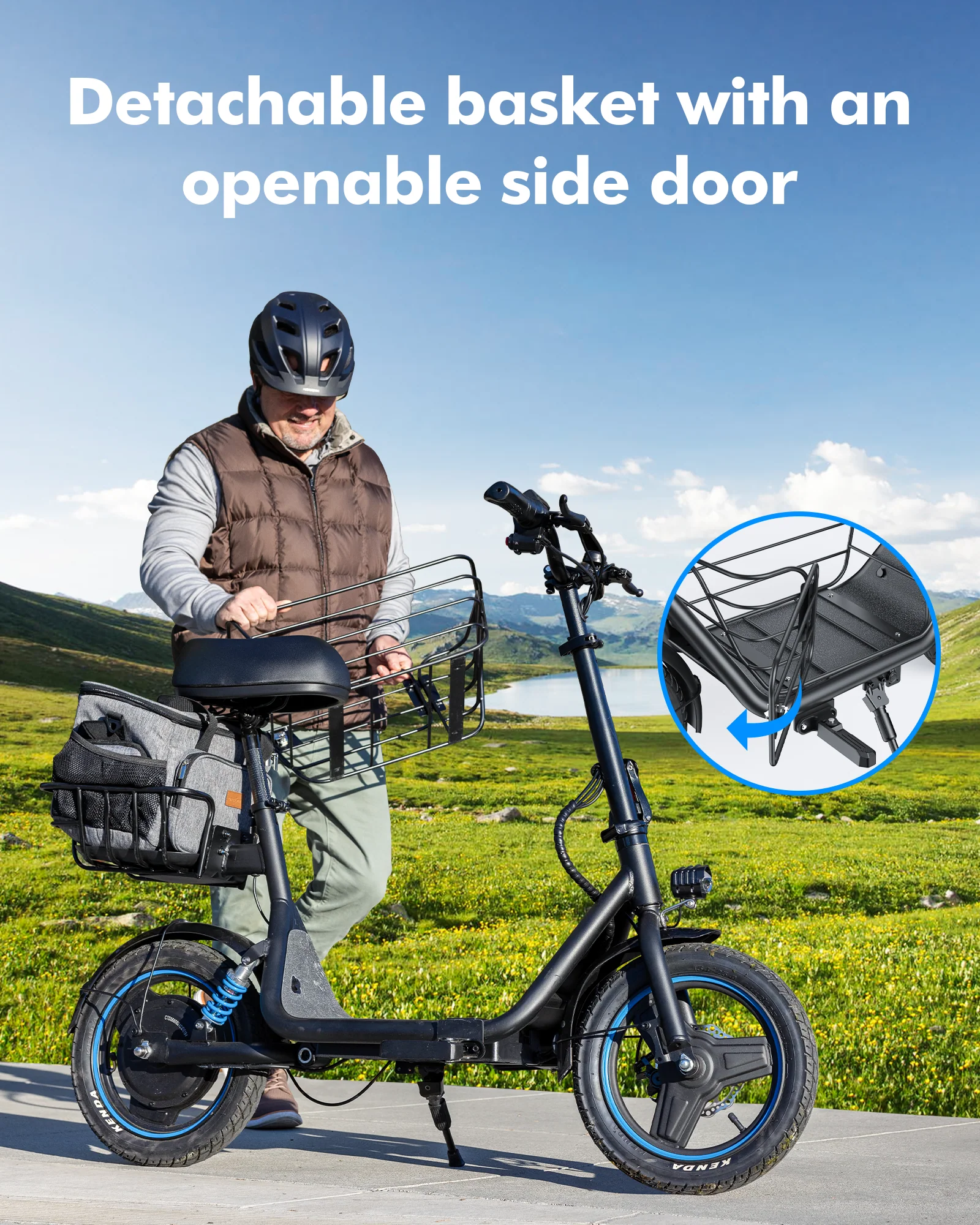 Gyroor C1Plus 1000W Electric Scooter with Dual Baskets for Pets & Cargo