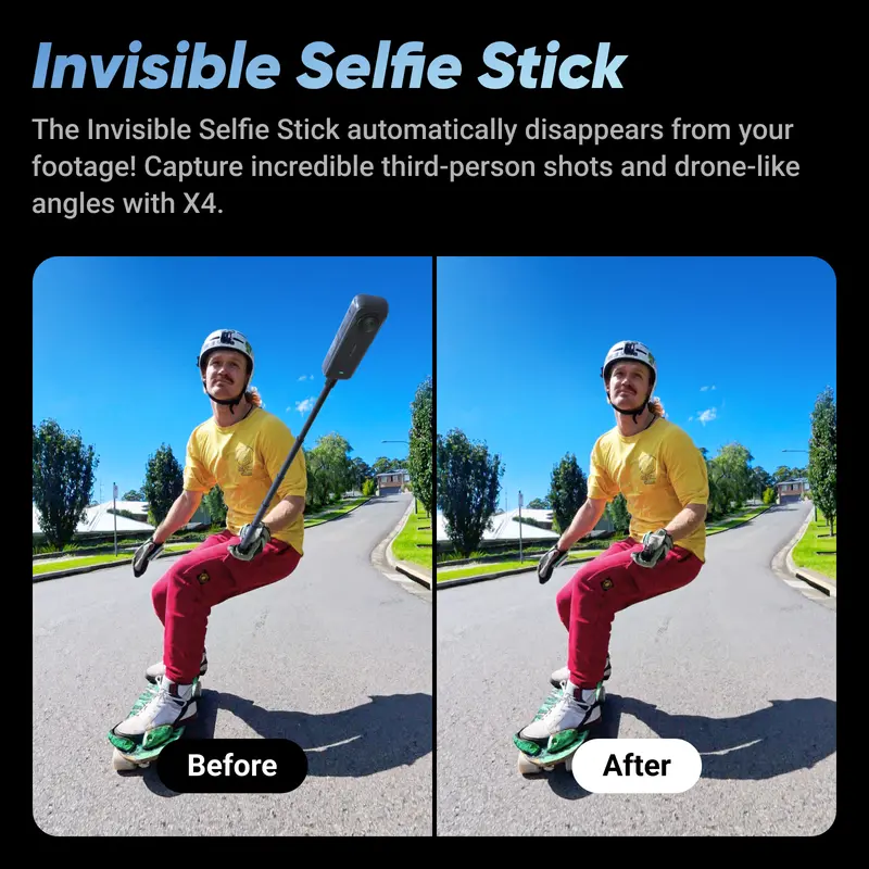 Insta360 X4 - 8K Waterproof 360 Action Camera, 4K Wide-Angle Video, Invisible Selfie Stick, Removable Lens Guards, 135 Min Battery Life, AI Editing, Stabilization, for Sports, Travel, Outdoor