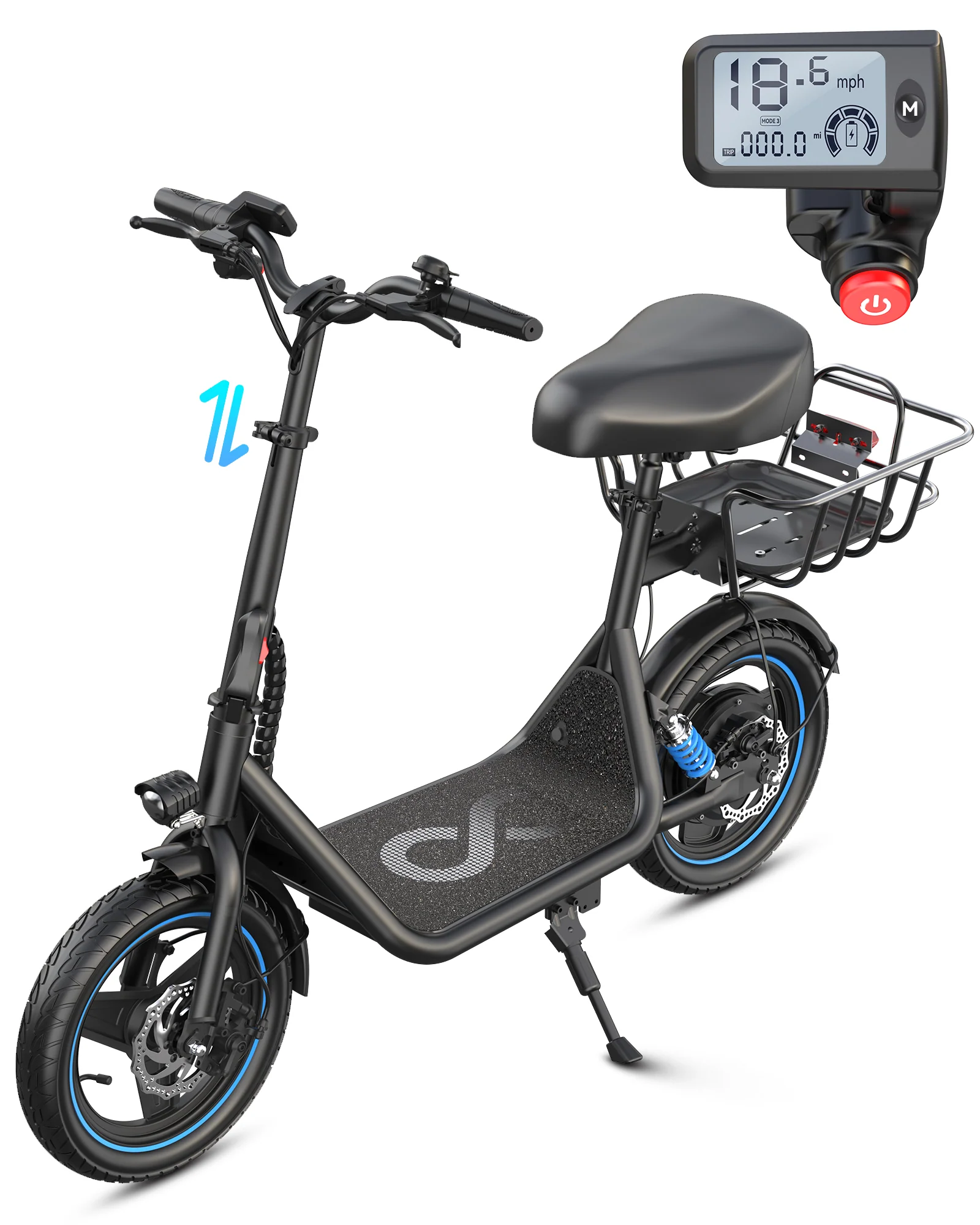 Gyroor C1Plus 1000W Electric Scooter with Dual Baskets for Pets & Cargo