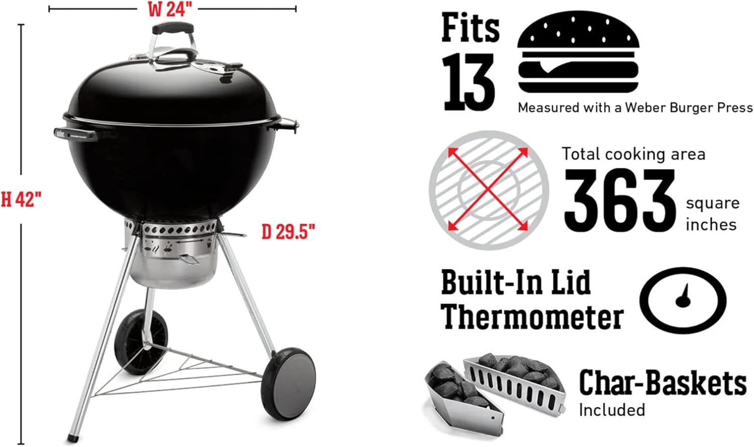 Weber Master-Touch Charcoal Grill for Outdoor Cooking and Barbecue, 22-Inch