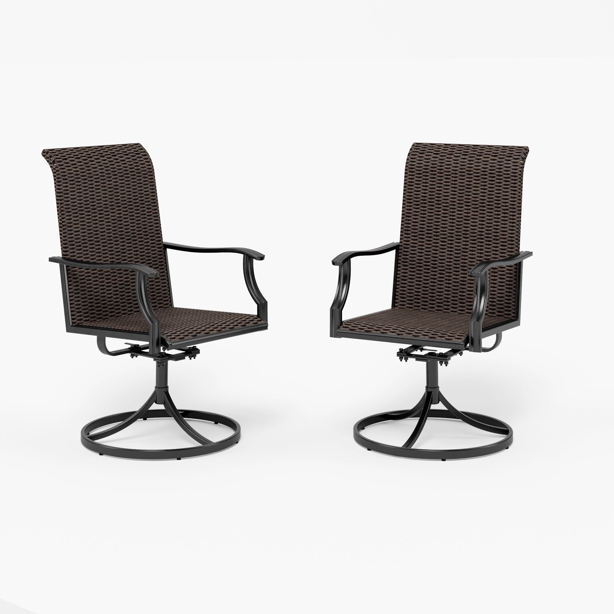 Rattan Swivel Outdoor Dining Chairs, Set of 2