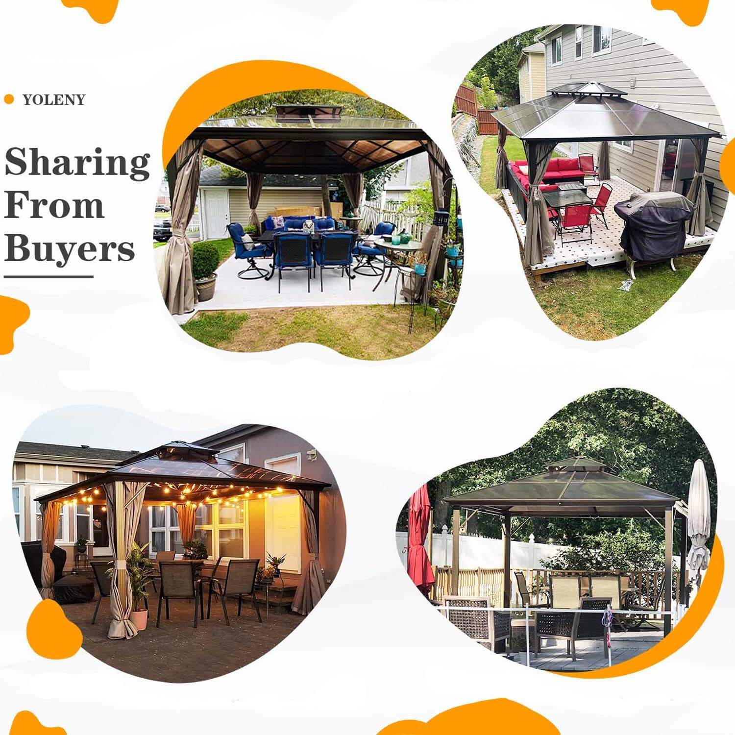 (Limit one per order)10'x13' Outdoor Polycarbonate Double Roof Hard Top Gazebo