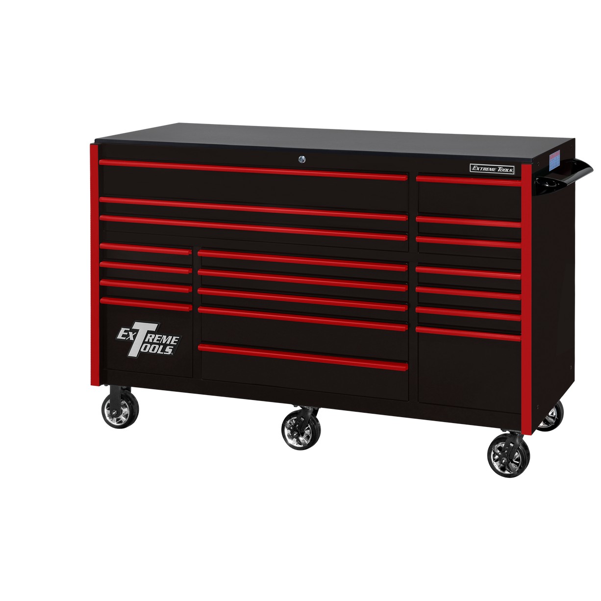 Extreme Tools 72″ x 30″, 19 Drawer Roller Cabinet with 250 lbs. drawer slides, RX 250 Series