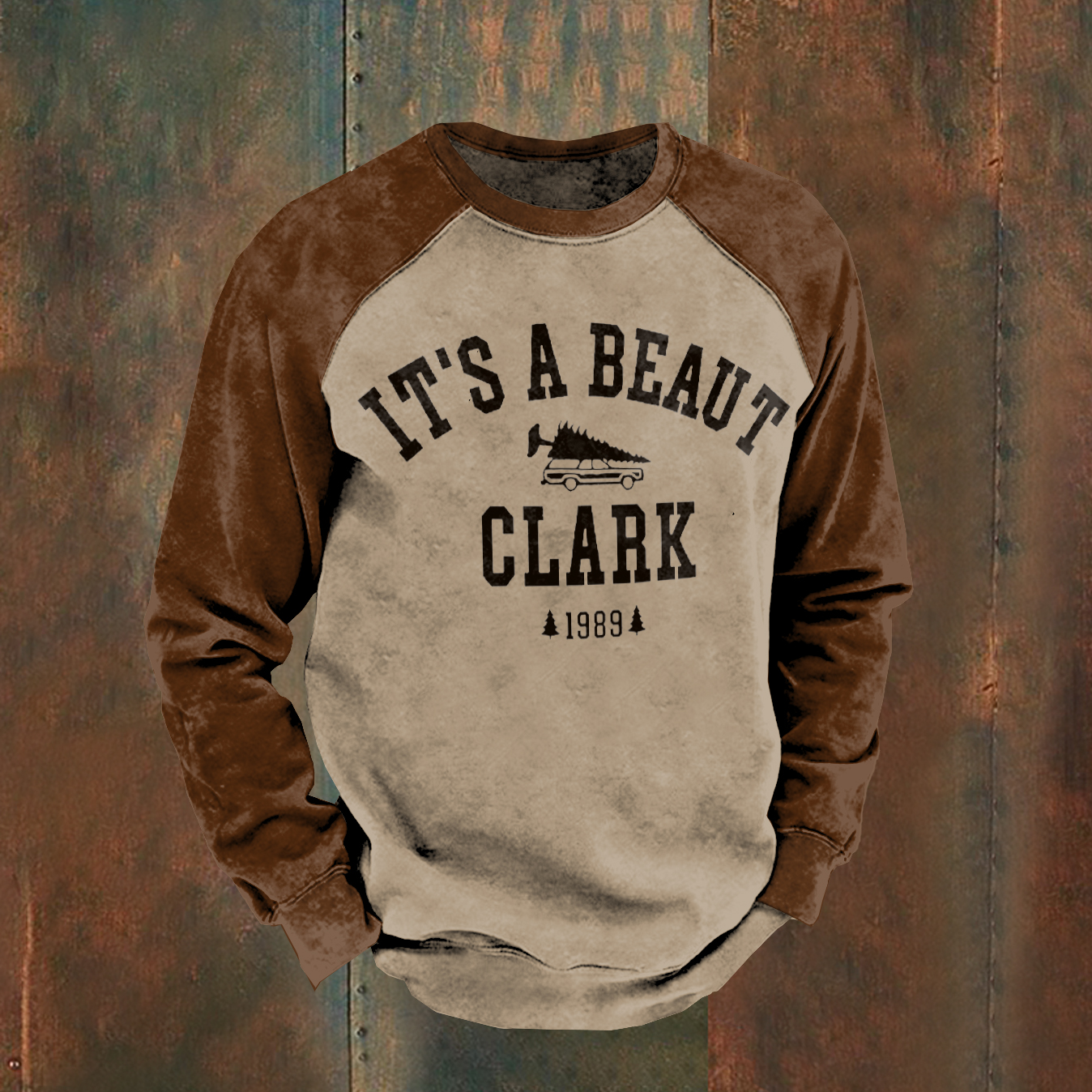 It's A Beaut Clark Christmas Print Color Block Sweatshirt