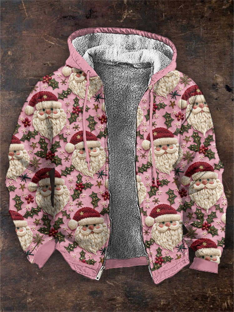 Men's Funny Christmas Santa Zipper Printed Hoodie