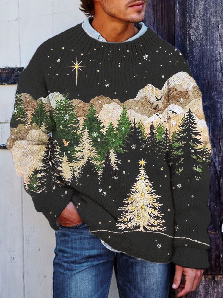 Christmas Tree & Star Men's Cozy Sweater