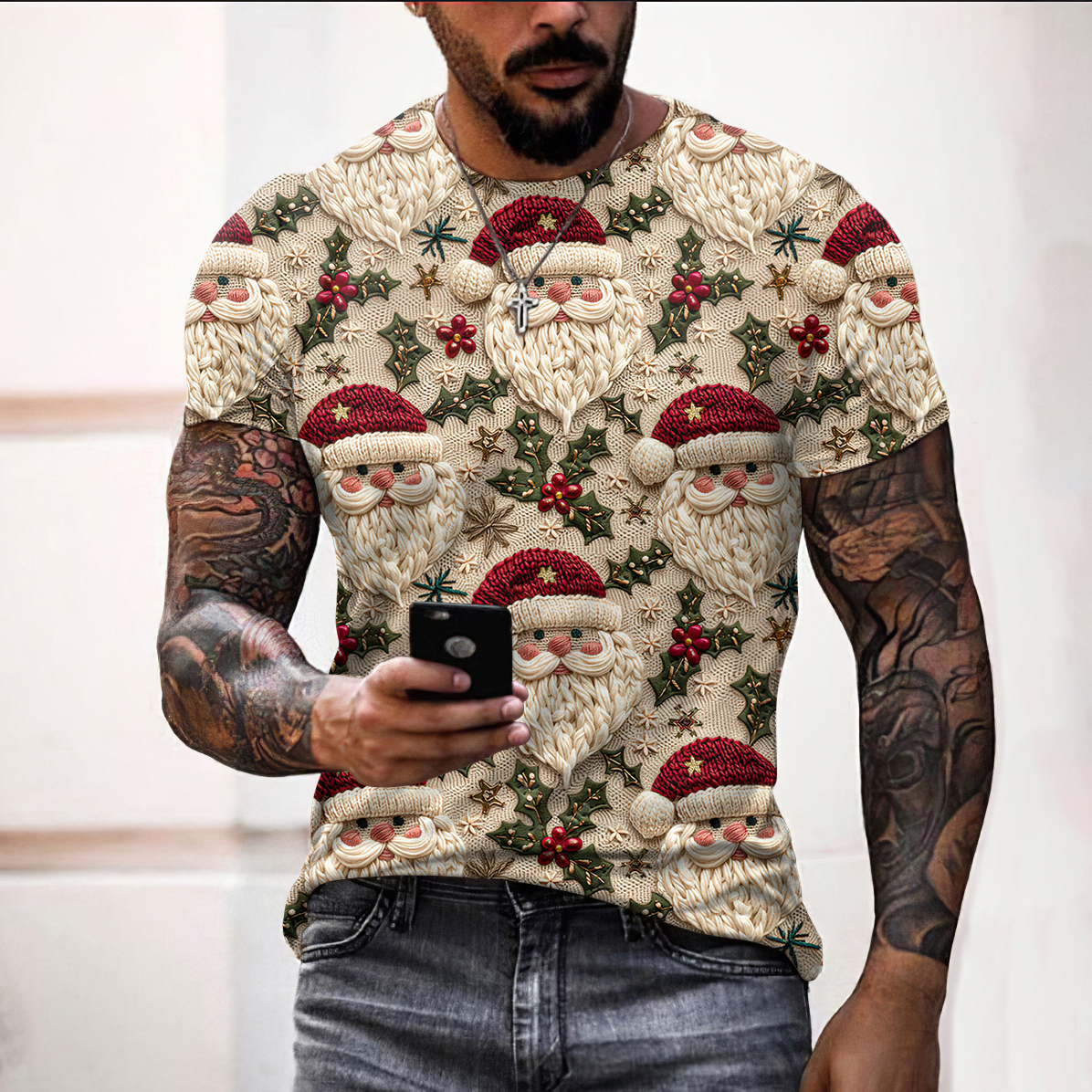 Men's Funny Christmas Santa Casual T-Shirt