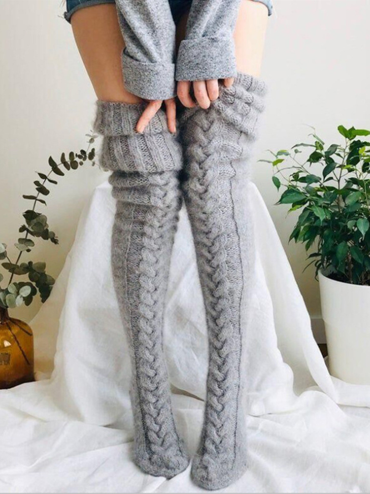Soft Warm Over Knee Extra Long Knitted Socks