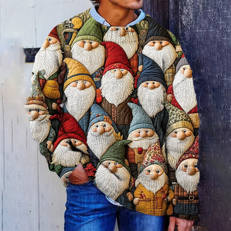 Christmas Gnome Print Cozy Knit Sweater