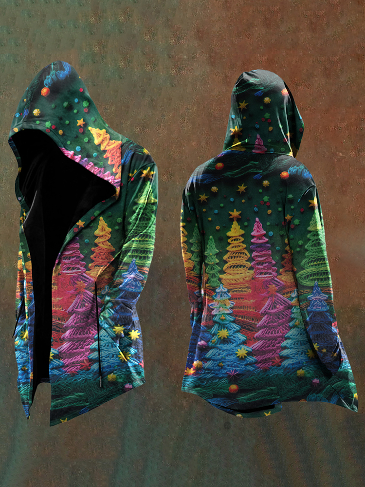 Men's Vintage Christmas Trees Art Hooded Jacket