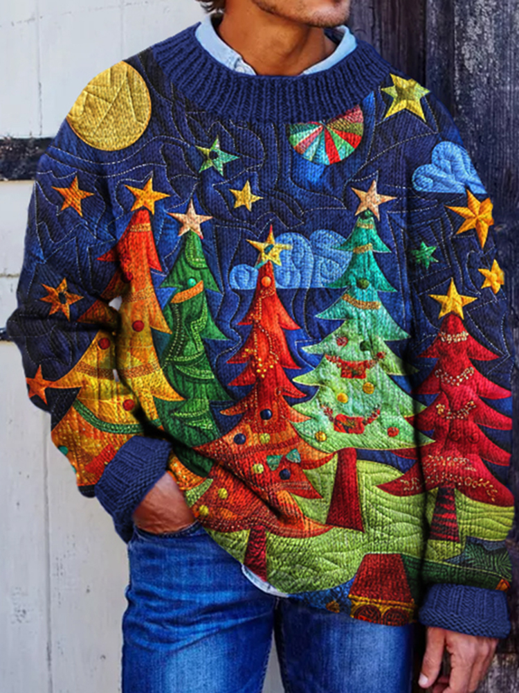 Men's Colorful Christmas Tree Knit Cozy Sweater