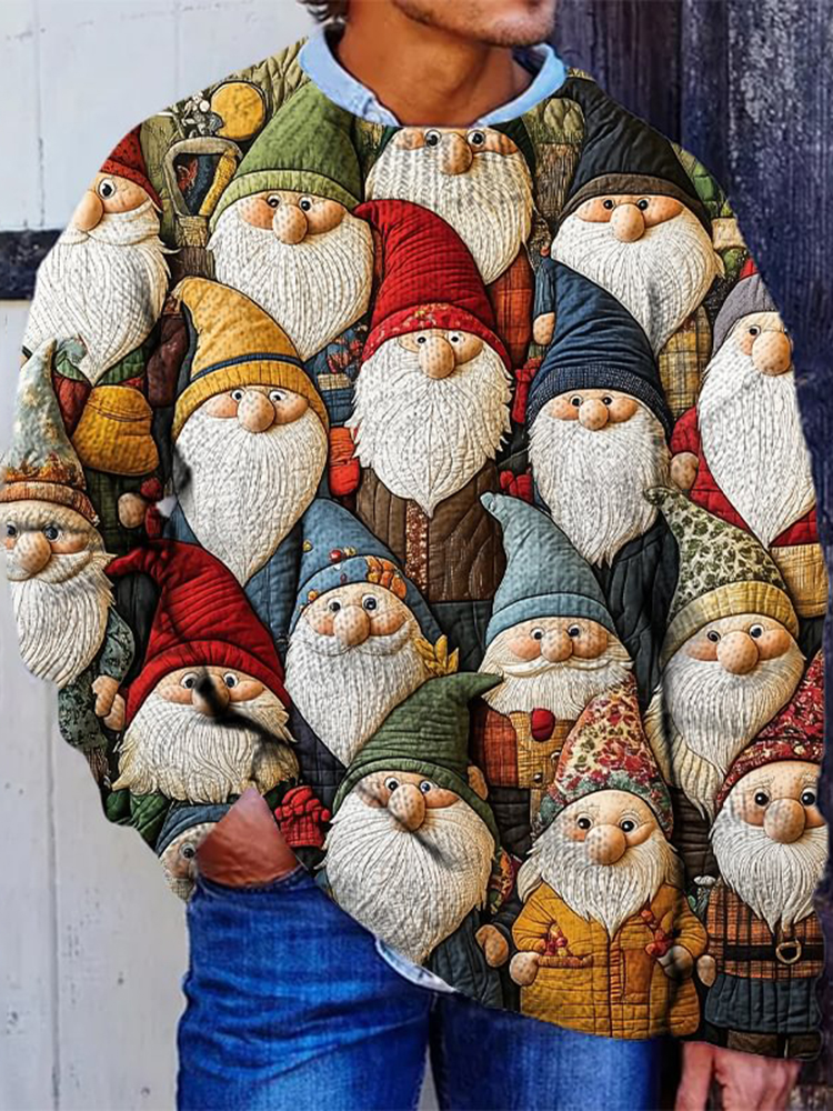 Christmas Gnome Print Cozy Knit Sweater